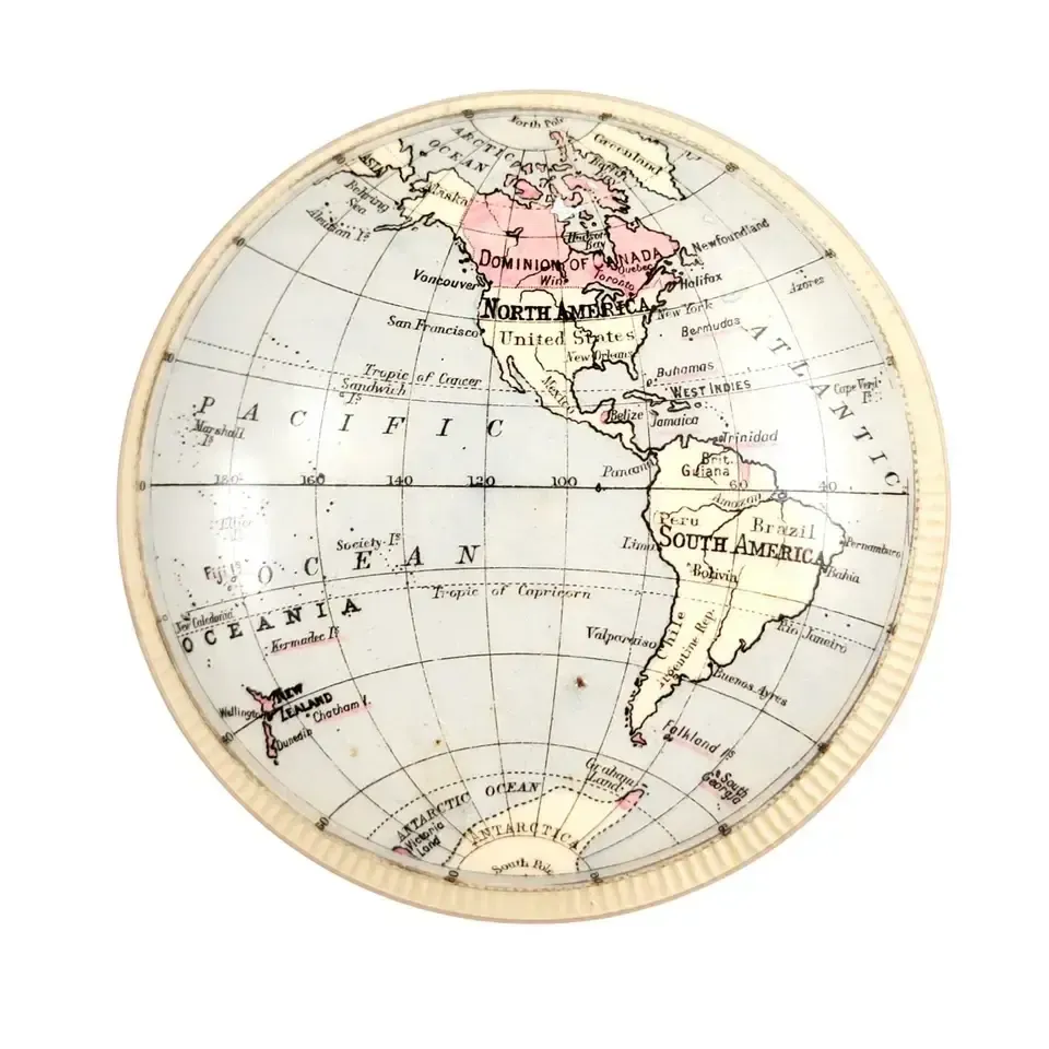 Macintyre Western Hemisphere Paperweight, Bartholomew Design, C. 1889 photo 400.0