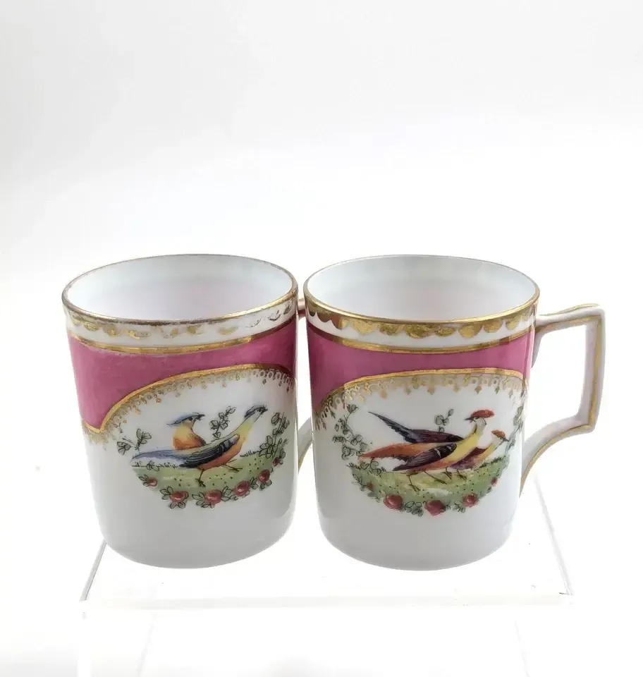200.0 Victoria Austria Porcelain 12 Piece Coffee Set For 6, Chelsea Style, Pink & Gold photo