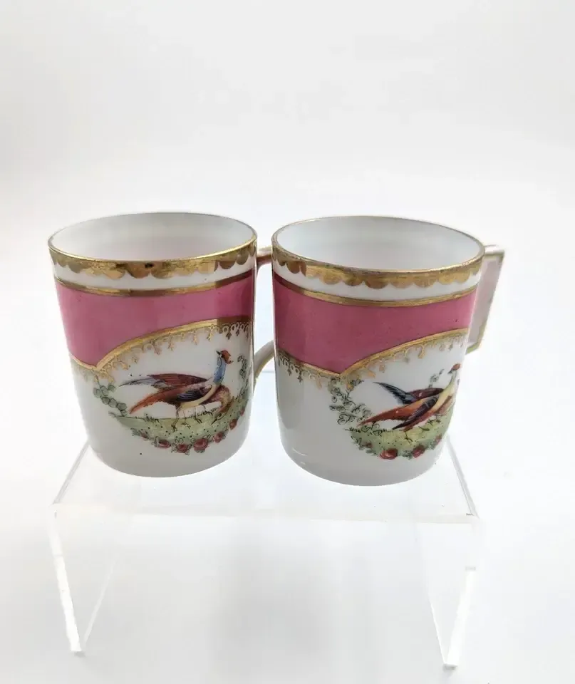 photo buy Victoria Austria Porcelain 12 Piece Coffee Set For 6, Chelsea Style, Pink & Gold