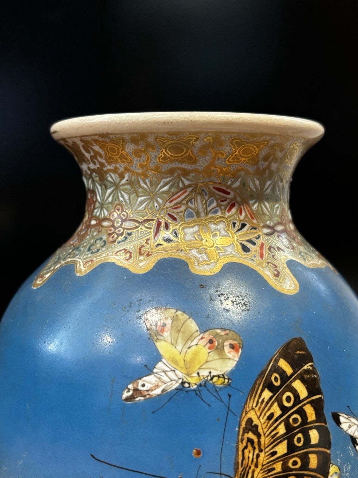 Antique Satsuma Vase Decorated With Butterflies And Signed To Base photo Home Decor