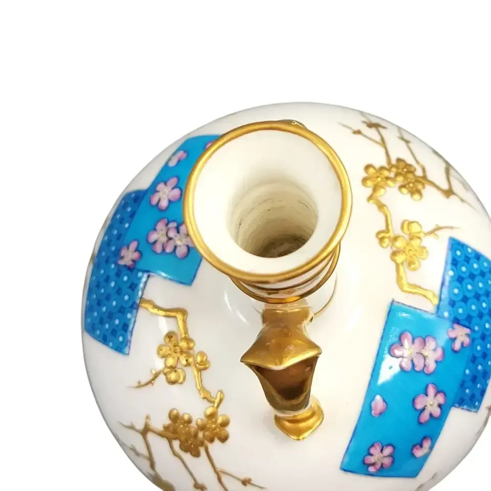 Minton Porcelain Vase With Raised Gilt Prunus, Designed By C. Dresser, C. 1890 photo 1300.0