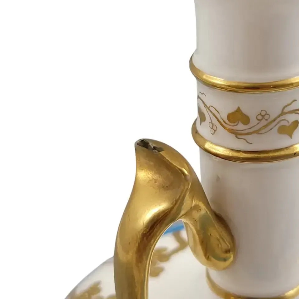 Minton Porcelain Vase With Raised Gilt Prunus, Designed By C. Dresser, C. 1890 photo vintage