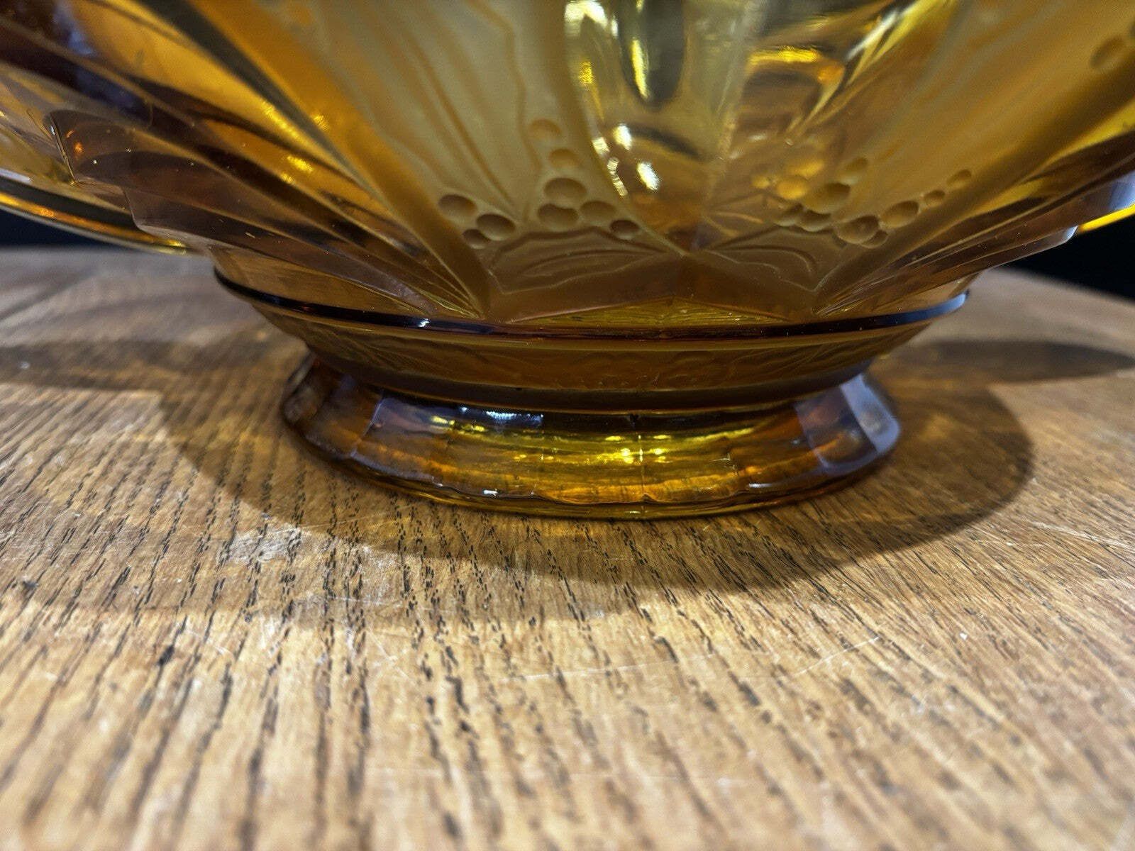 Large Art Deco Brockwitz Amber Glass Centerpiece Bowl photo 123.0