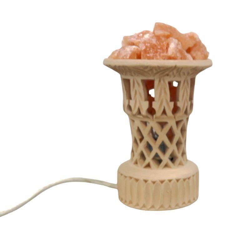 Carved Salt Lamp Made Of Natural Rock Salt, Ceramic, Vintage, Handmade, 1970s photo for sale
