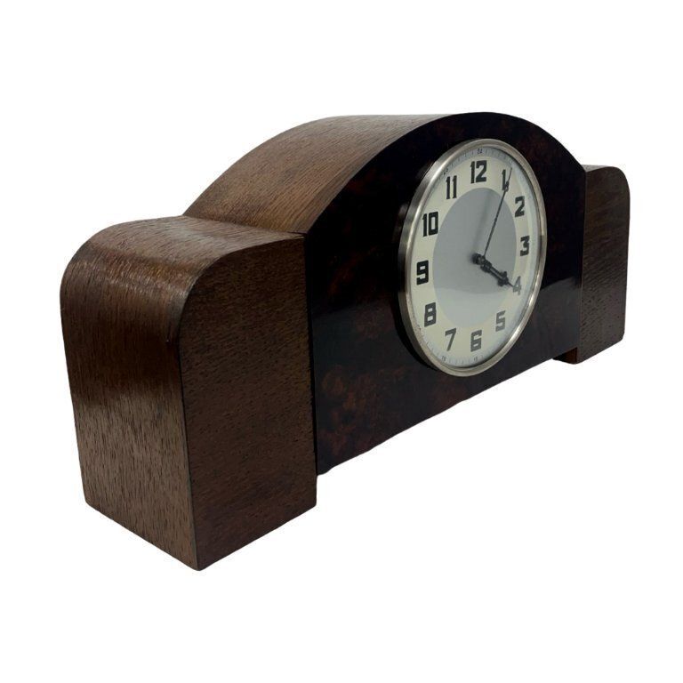 Antique Art Deco Wood Mantel Clock, Germany, 1930s photo Home Decor