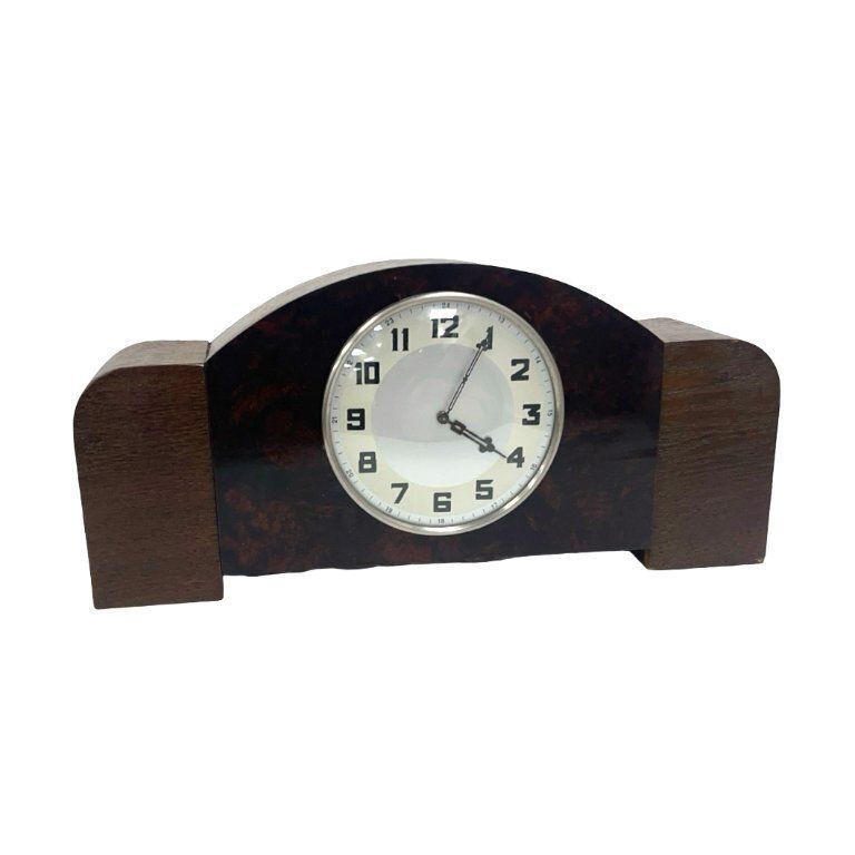 photo vintage Antique Art Deco Wood Mantel Clock, Germany, 1930s