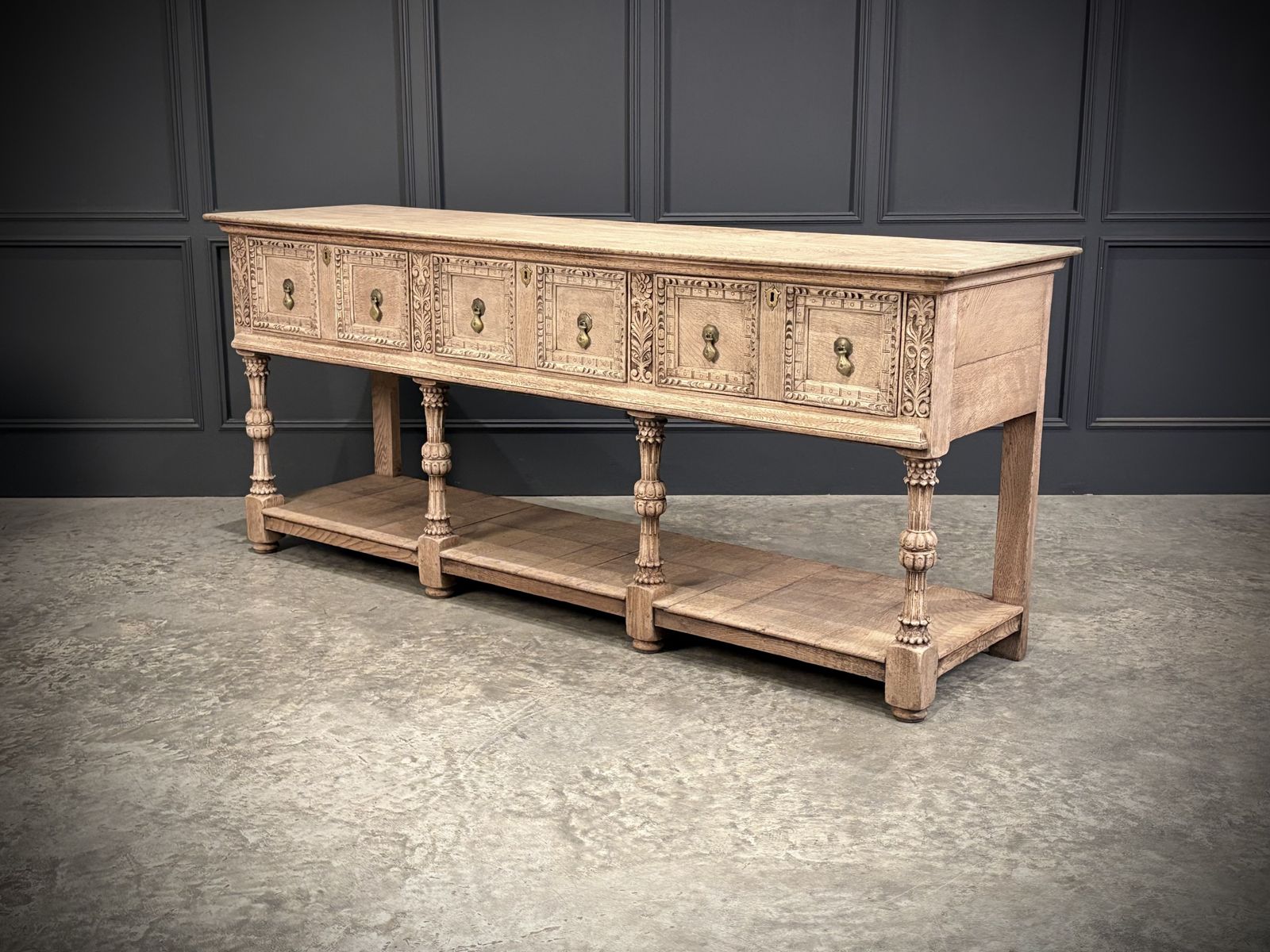 photo furniture Bleached Carved Oak Potboard Dresser