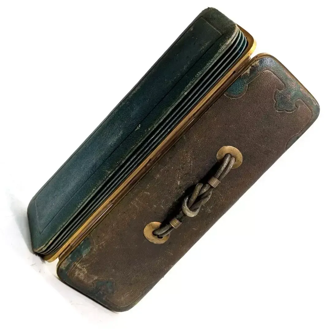 Green Moroccan Gusseted Box Containing A Pair Of Pliers photo for sale
