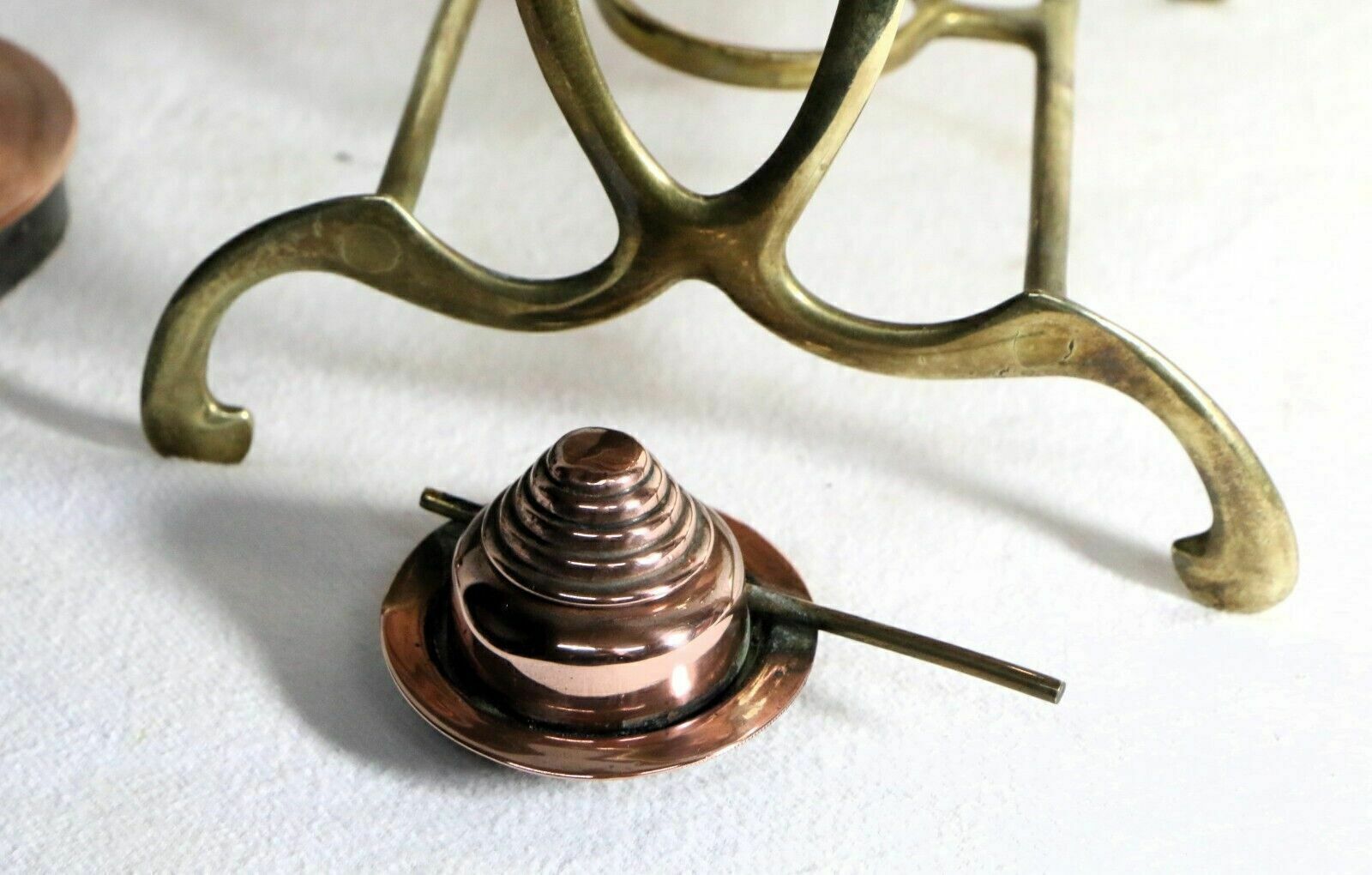 Antique Art Nouveau Copper Spirit Kettle With Brass Stand Late 19th Early 20th C photo vintage