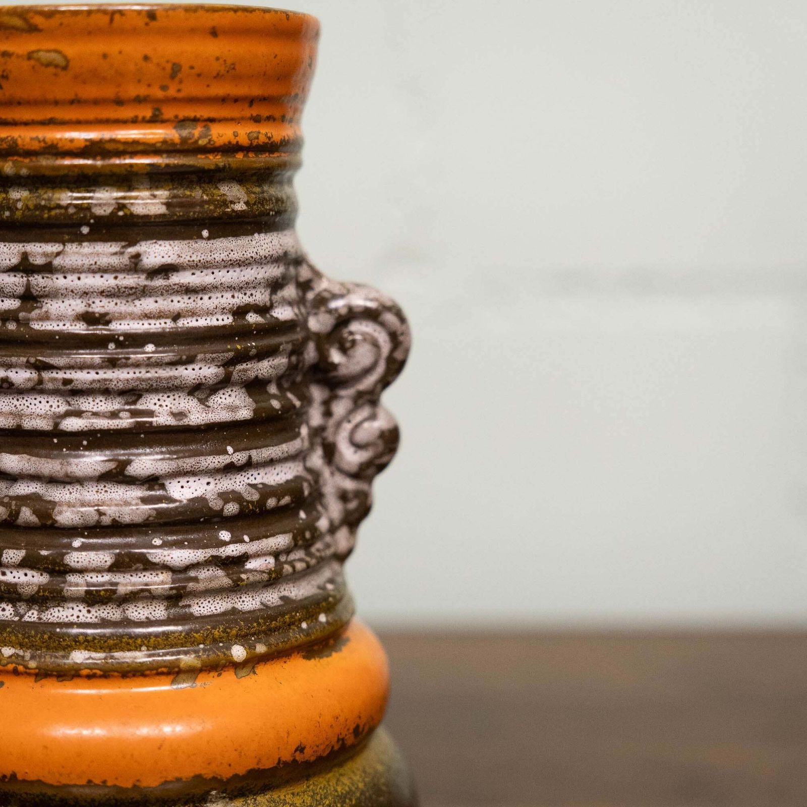photo furniture Brutalist Vase In Orange & Brown   Form 1293   Strehla   C1960s