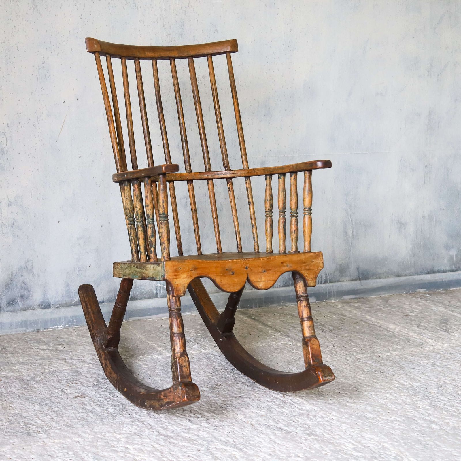 19th Century Primitive Vernacular English Comb Back Rocking Chair   Ash & Sycamore, C.1840 photo furniture