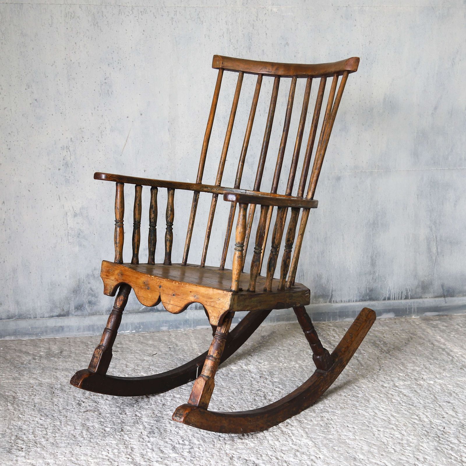 19th Century Primitive Vernacular English Comb Back Rocking Chair   Ash & Sycamore, C.1840 photo Furniture