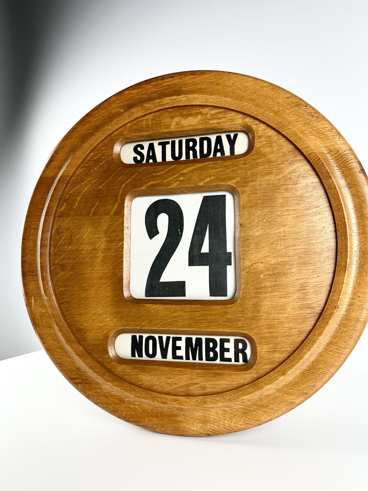 Oversized Perpetual Wall Calendar In Oak, British First Half 20th Century photo buy