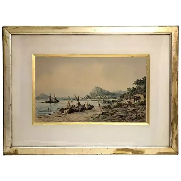 Watercolor By Emile Henry, Early 20th Century, Marin