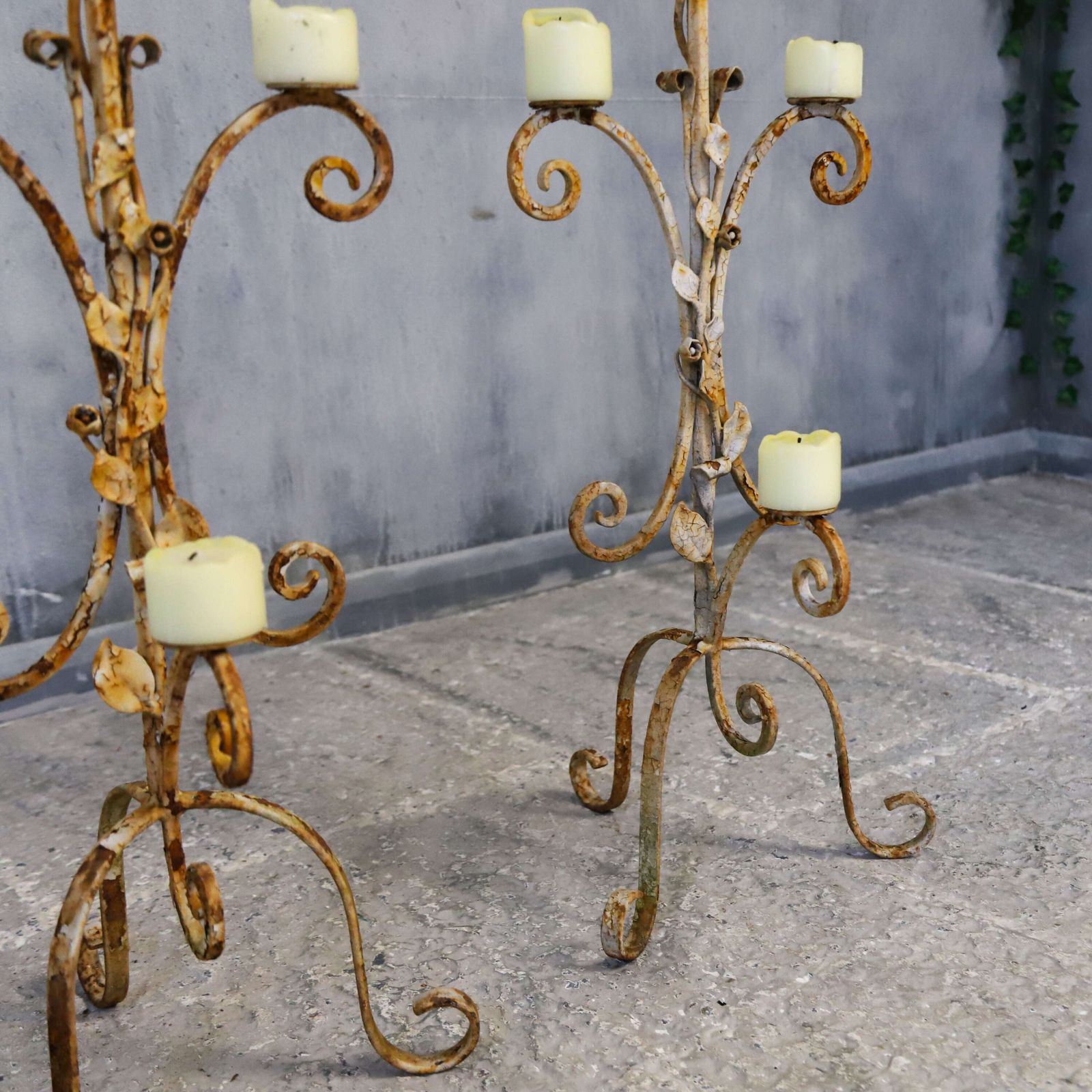photo furniture Pair Of Decorative French Metal Candelabra