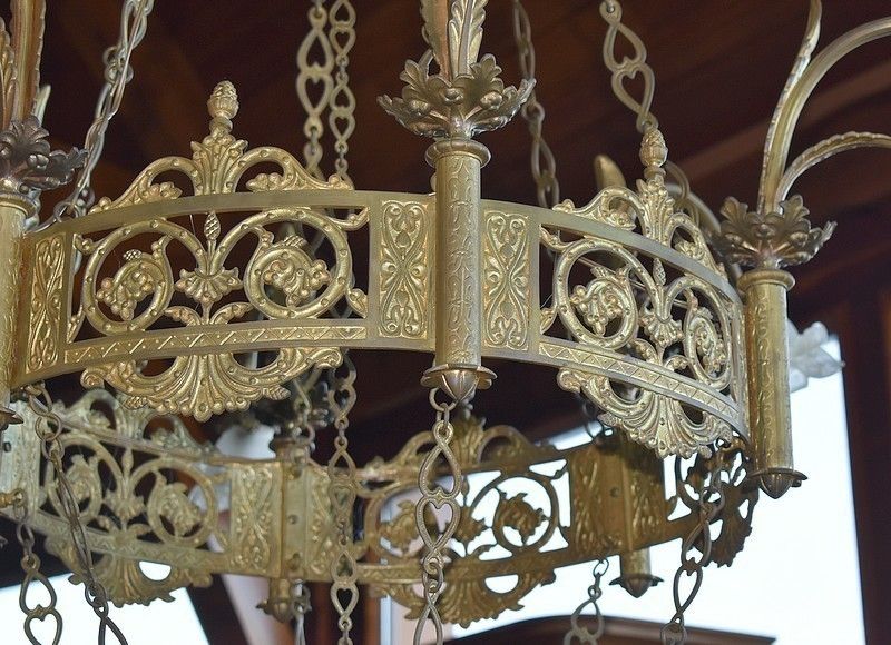 Brass Church Chandelier Second Half Of The 19th photo for sale