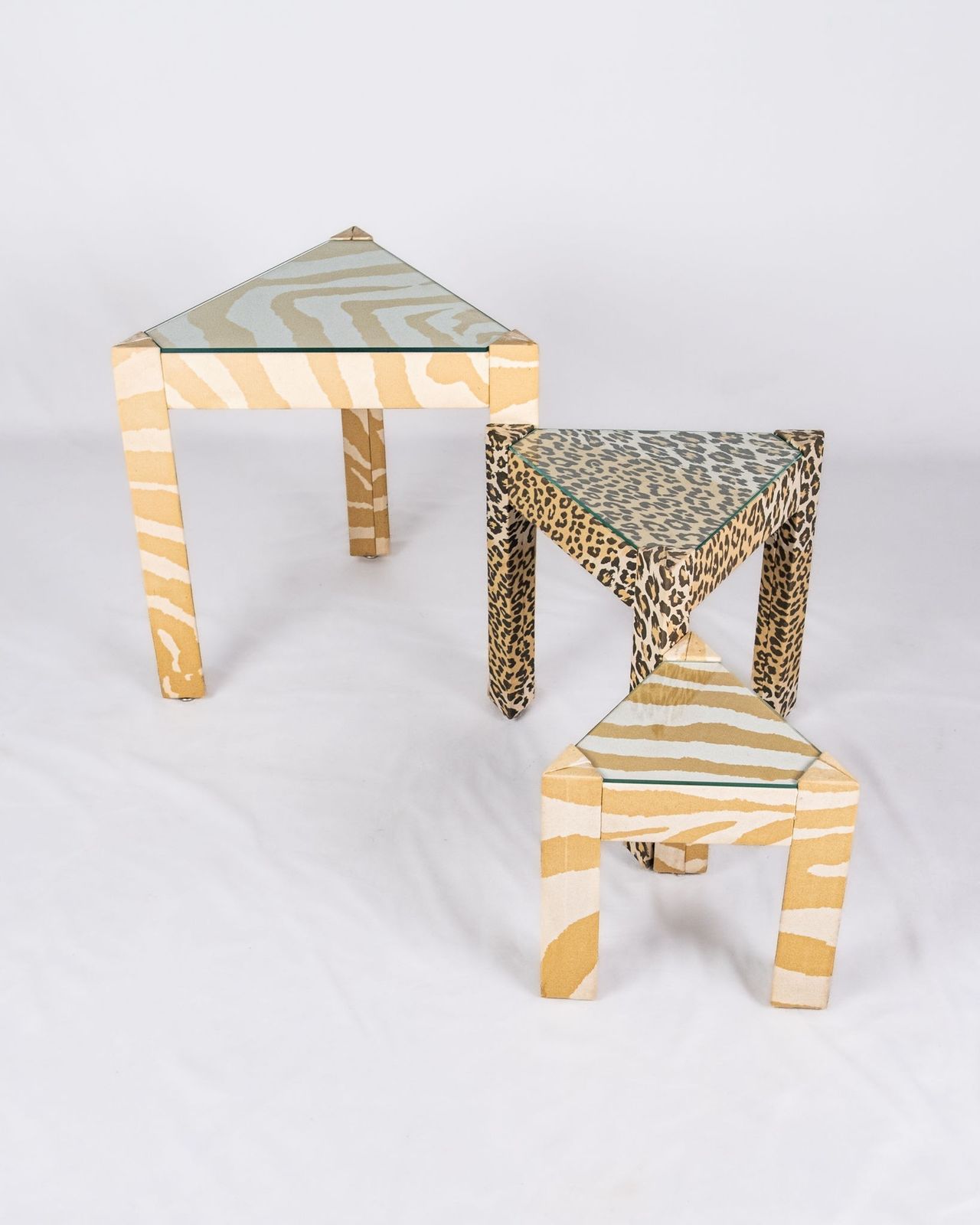 Set Of Upholstered Nesting Tables, Pierre Frey, France, 1970 80s photo buy