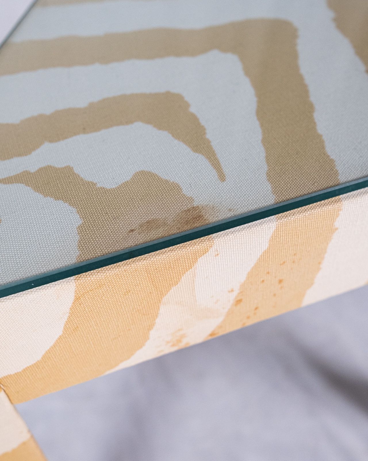 photo for sale Set Of Upholstered Nesting Tables, Pierre Frey, France, 1970 80s