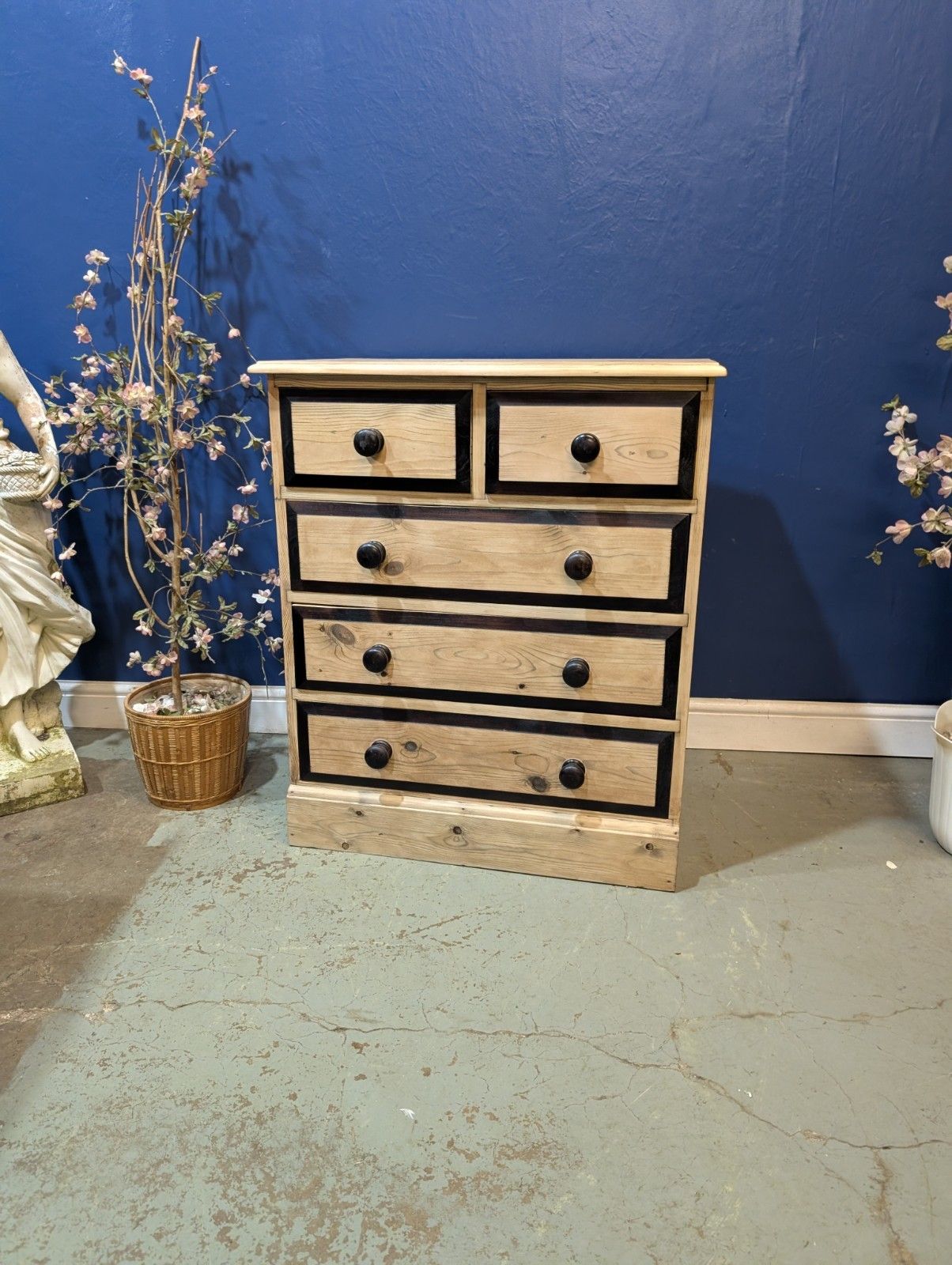 Antique Victorian Pine Chest Of Drawers Two Over Three Refurbished Sanded