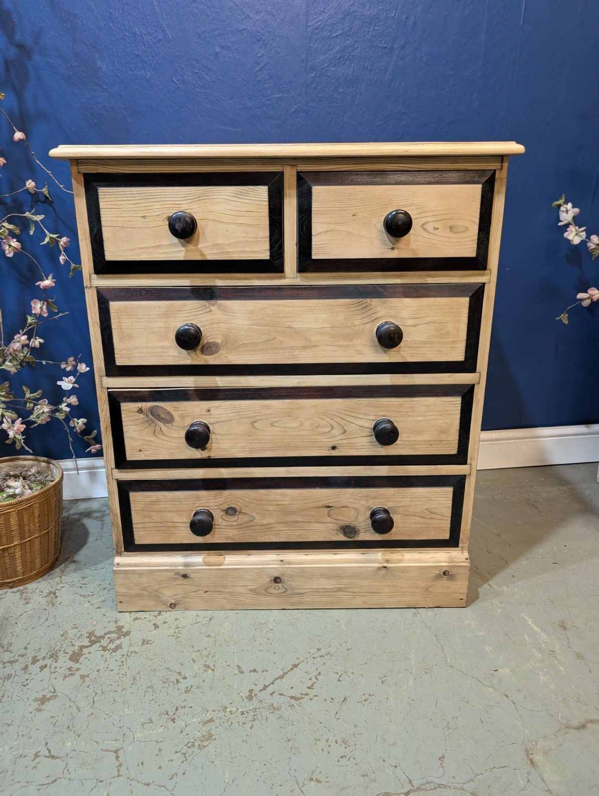 Antique Victorian Pine Chest Of Drawers Two Over Three Refurbished Sanded photo furniture