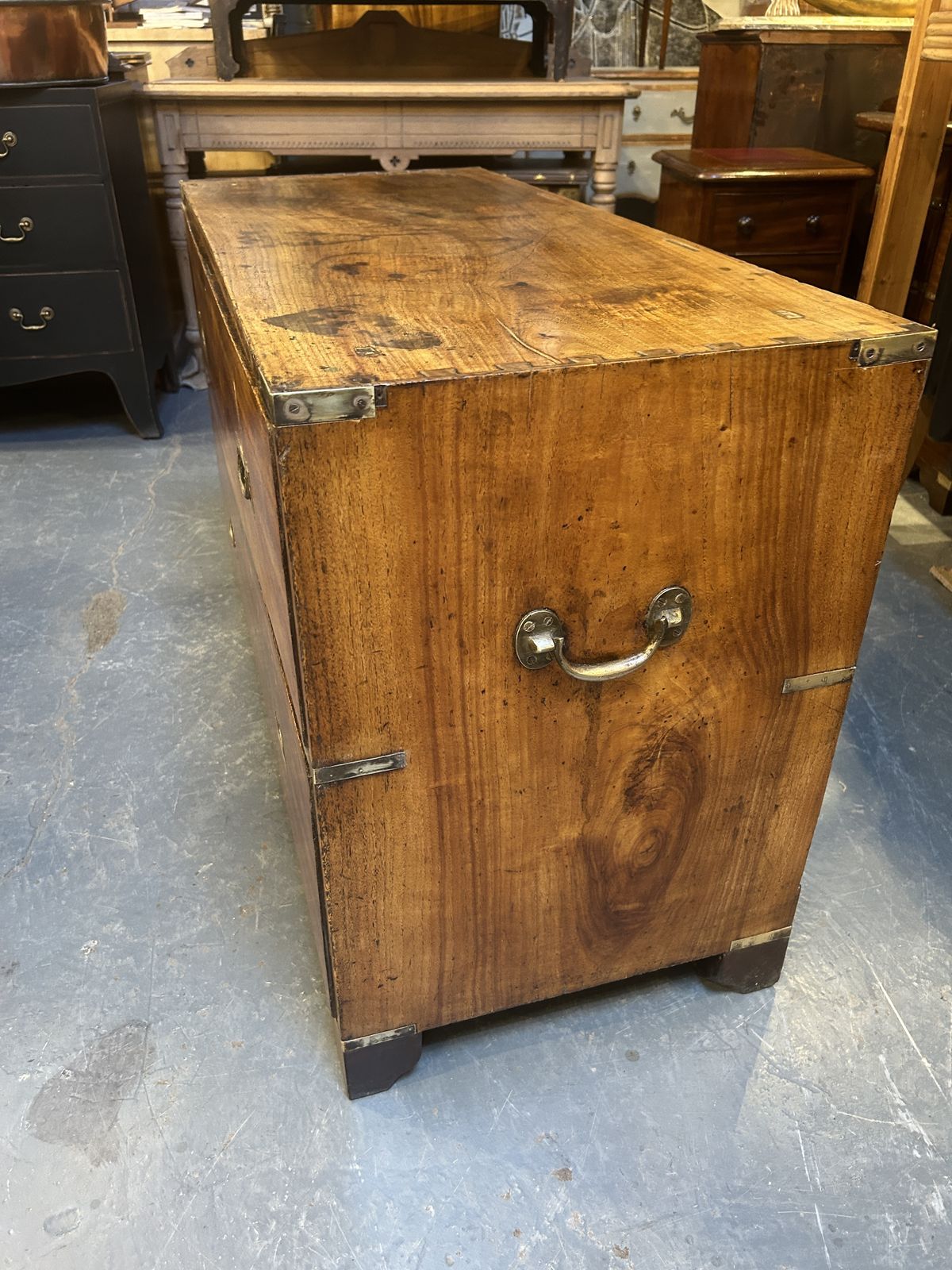 photo furniture C19th Campaign Low Chest Of Drawers