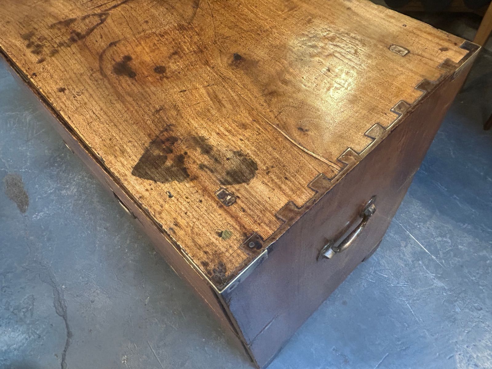 photo for sale C19th Campaign Low Chest Of Drawers