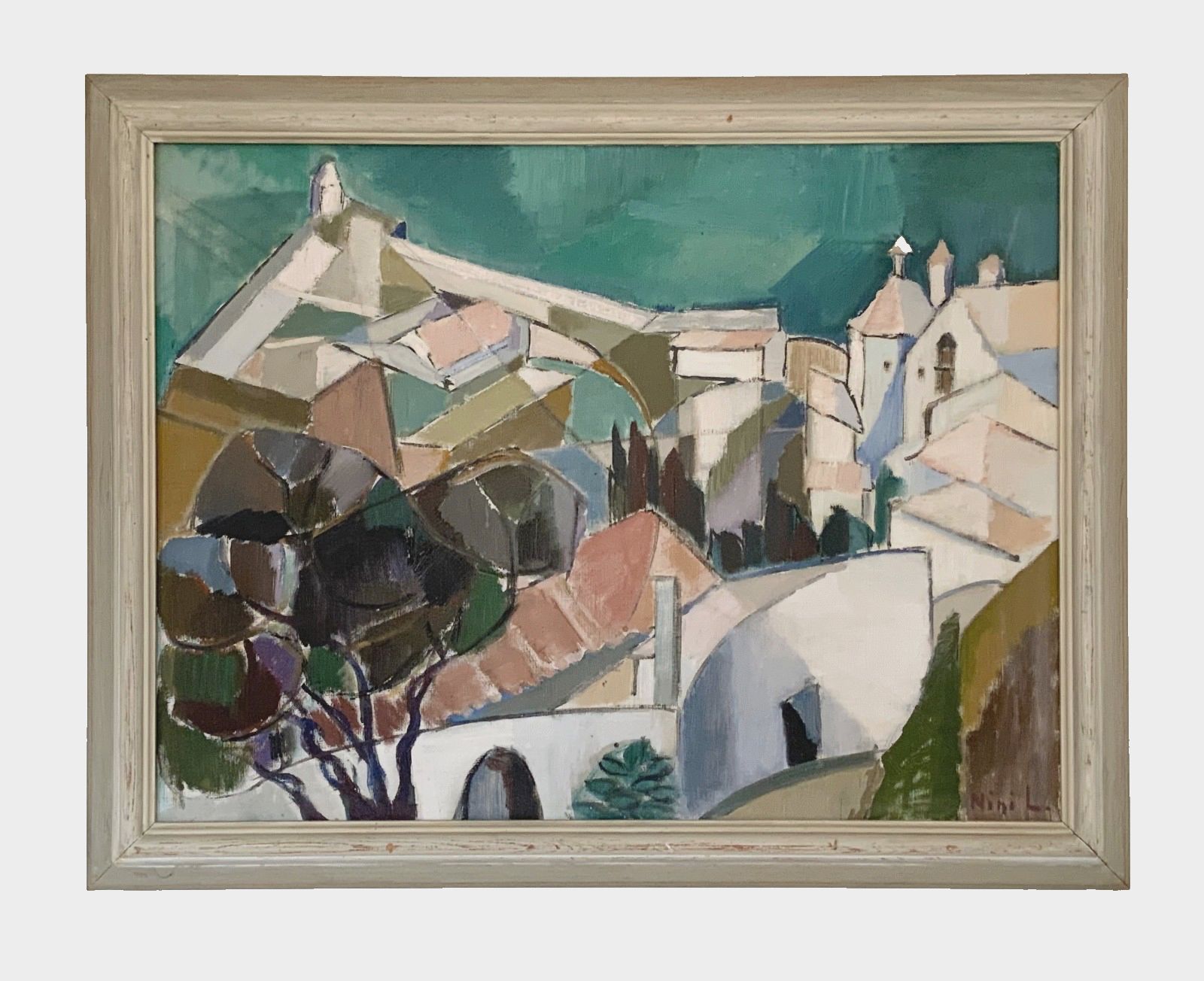 Vintage Original Modernists Oil On Canvas Landscape By Nini Landgren (1903 1976)
