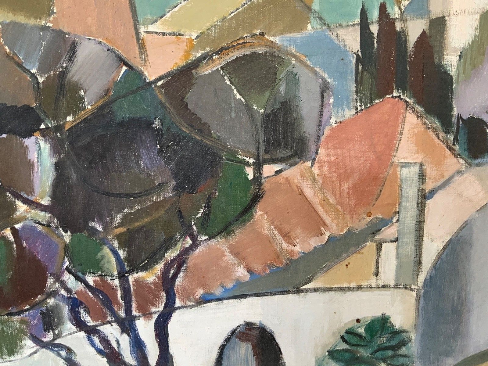 photo for sale Vintage Original Modernists Oil On Canvas Landscape By Nini Landgren (1903 1976)