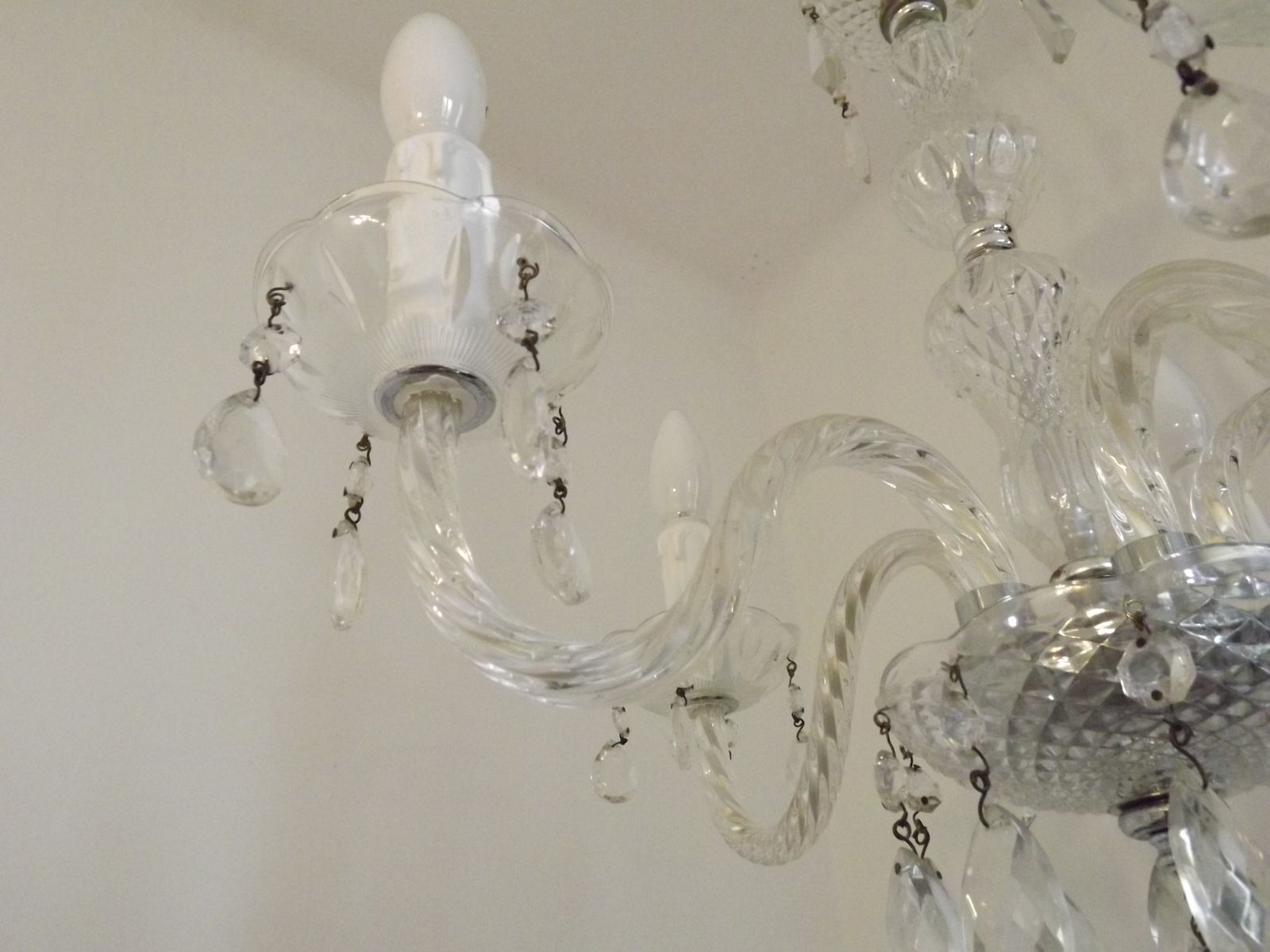 Lighting French Vintage 5 Light Chandelier With Barley Twist Glass Arms Adorned With Assorted Crystals photo