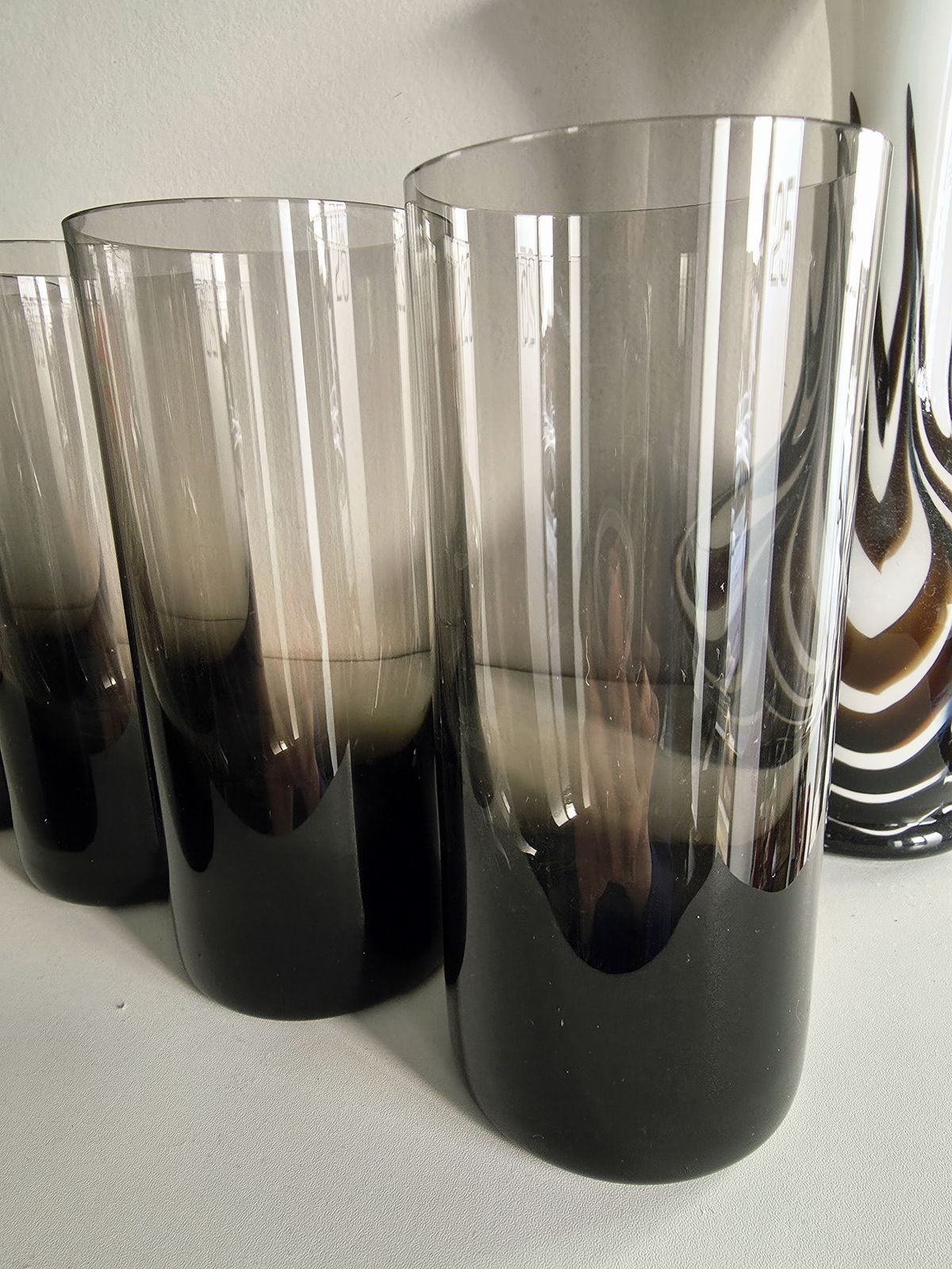 Set Of 6 Mid Century Smoked Crystal Glass Highball Tumblers With Weighted Bases photo 125.0