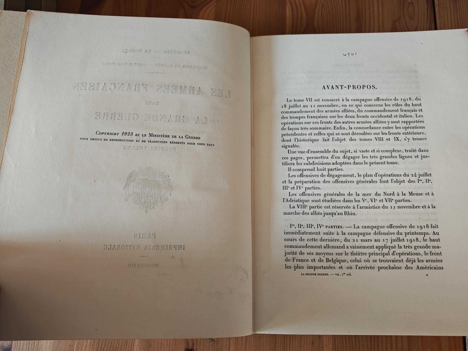 Antique "Les Armees Francaises Dans La Grande Guerre"   Tome VII  Volume I   Full Set (Book, Annexes & Maps) Very Good Condition   1925 photo buy