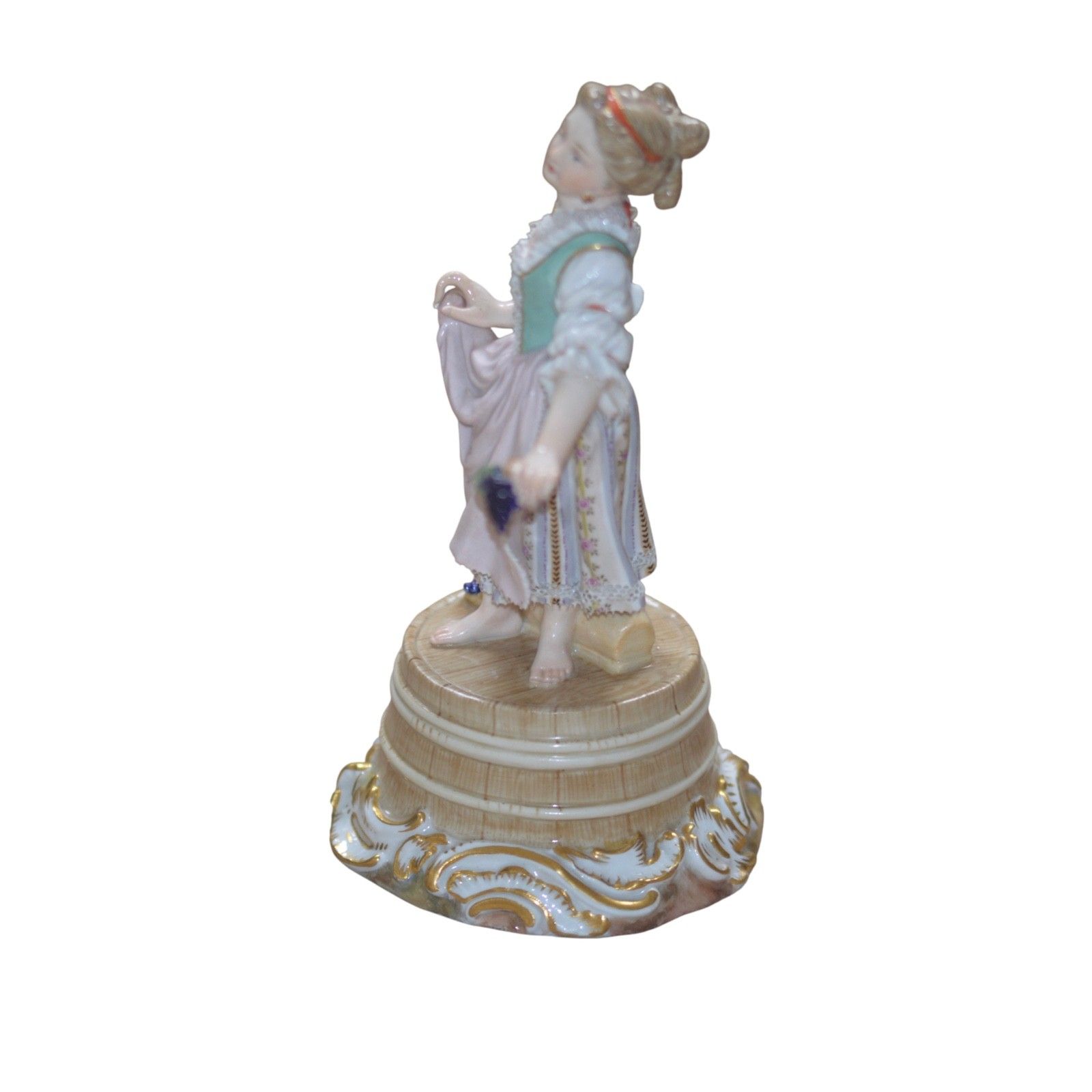 Meissen Porcelain Figure Of A Girl Holding Grapes photo Home Decor