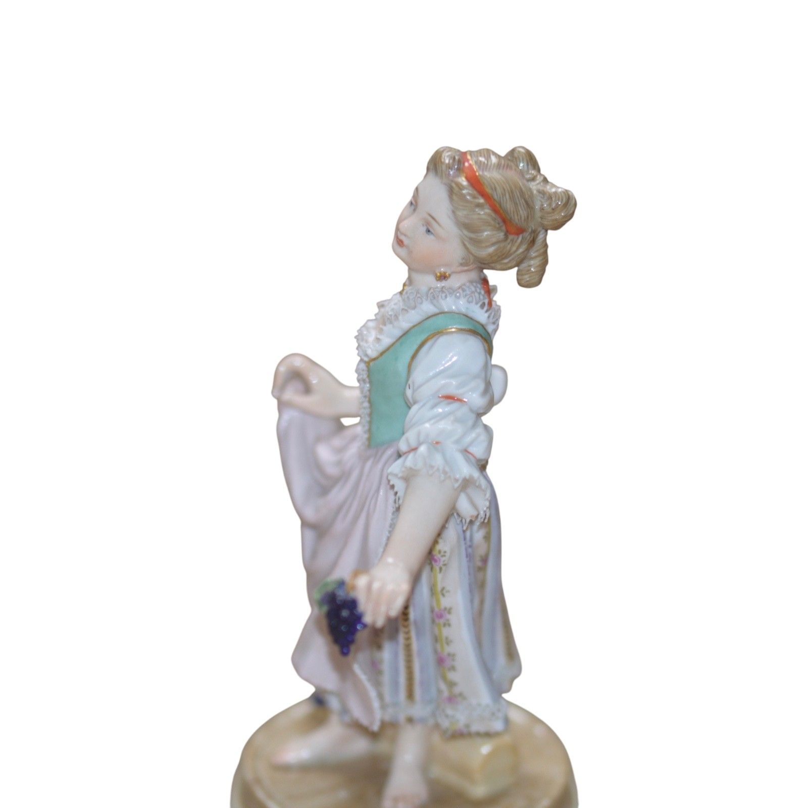 895.0 Meissen Porcelain Figure Of A Girl Holding Grapes photo