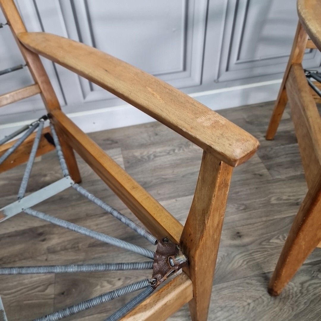 photo for sale Pair Vintage Cintique Armchairs Mid Century Fireside Lounge Chairs Frames Mcm