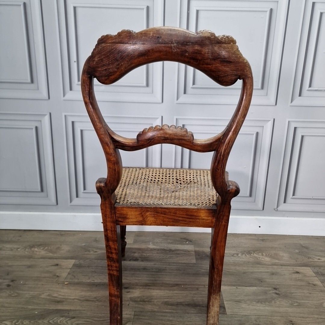120.0 Antique Carved Chair Solid Wooden Turned Decorative Cane Rattan Hall Occasional photo