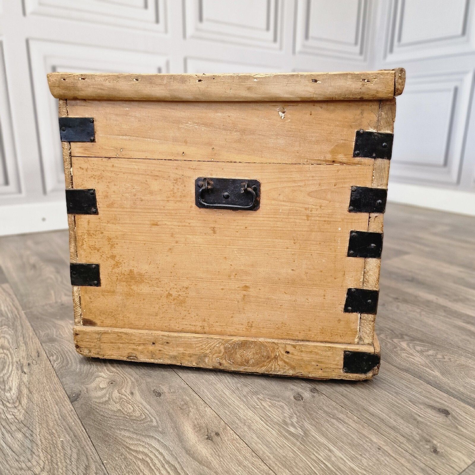 Antique Pine Trunk Chest Victorian Solid Wood Old Blanket Box Coffee Table photo Furniture