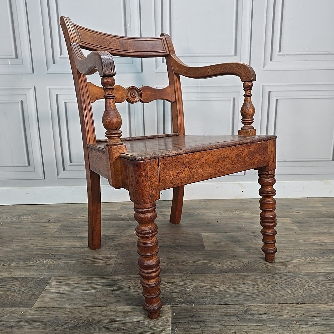 Antique Oak Armchair Desk Chair – Turned Solid Wood – Georgian Regency Country photo furniture