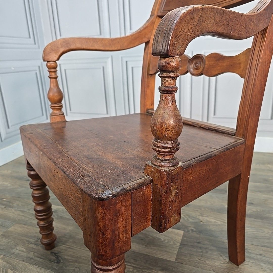 photo vinterior Antique Oak Armchair Desk Chair – Turned Solid Wood – Georgian Regency Country