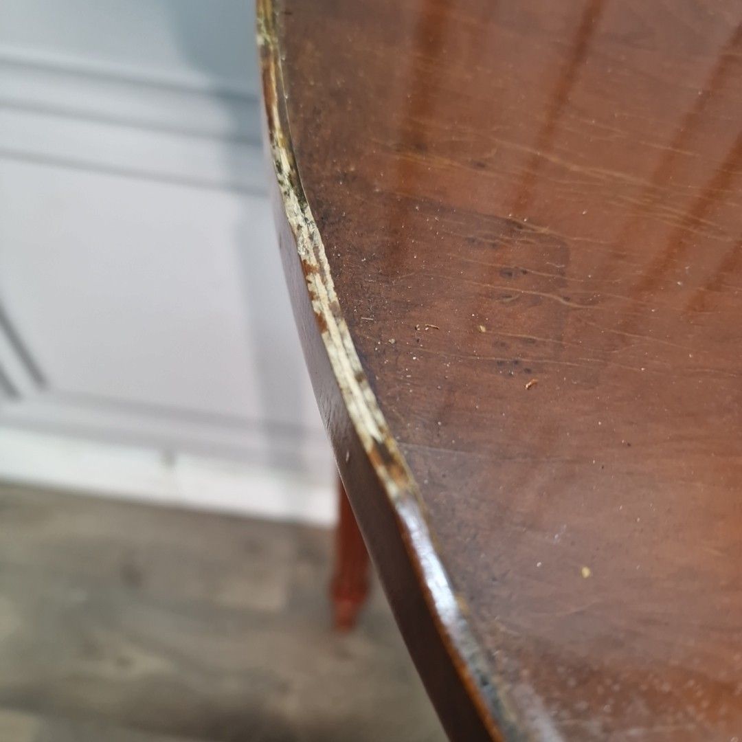 photo for sale Vintage Mahogany Console Table Half Moon Demi Lune – Fluted Legs Retro Hall