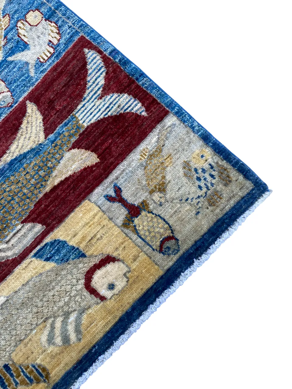 Navy Fish Pictorial Animal Motif Runner Rug photo vinterior