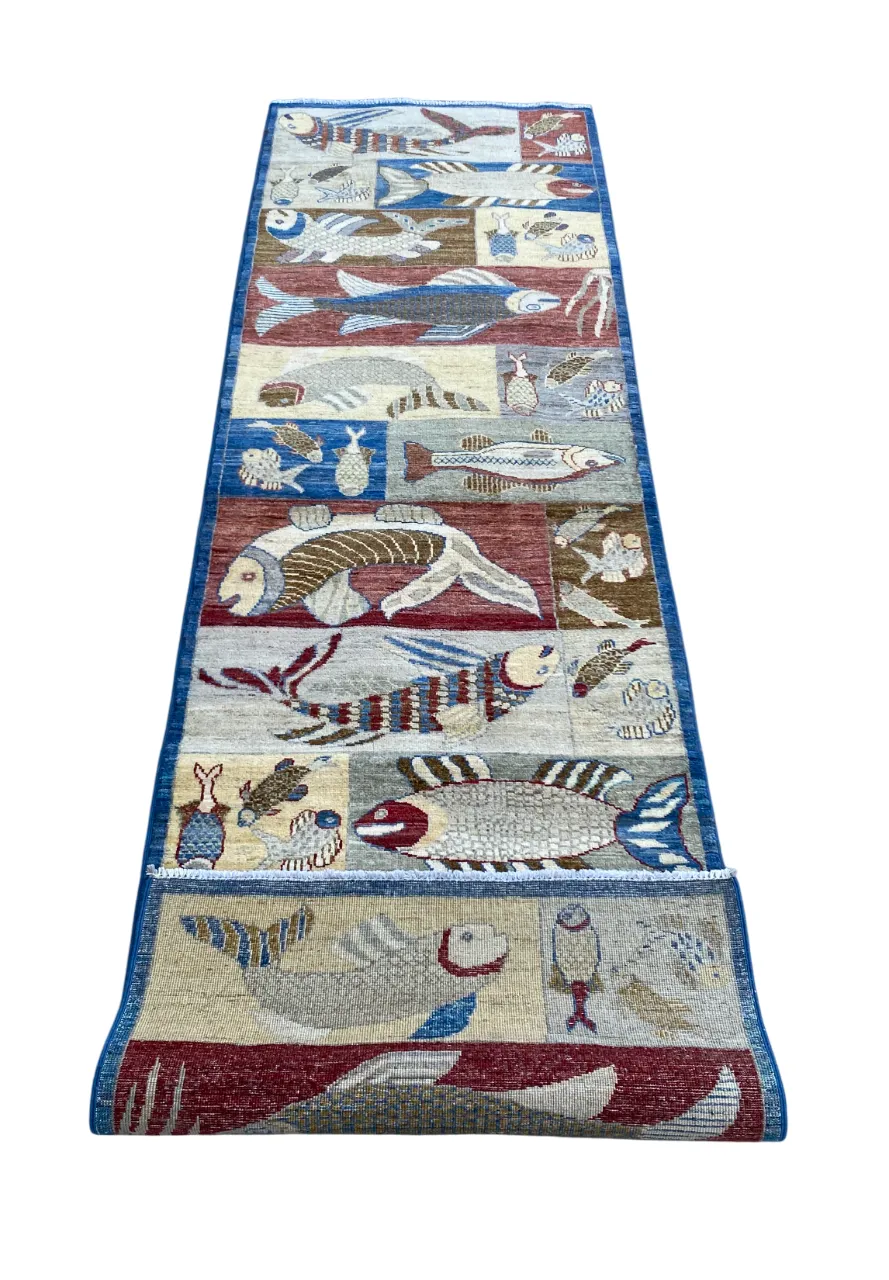 photo furniture Navy Fish Pictorial Animal Motif Runner Rug