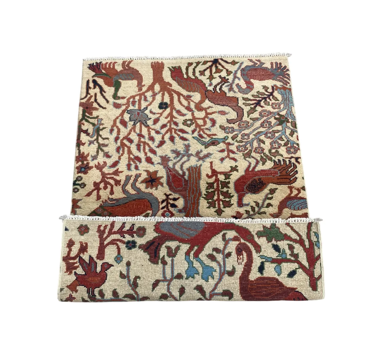 Tree Of Life Ivory Pictorial Forest Animal Print Rug photo vinterior