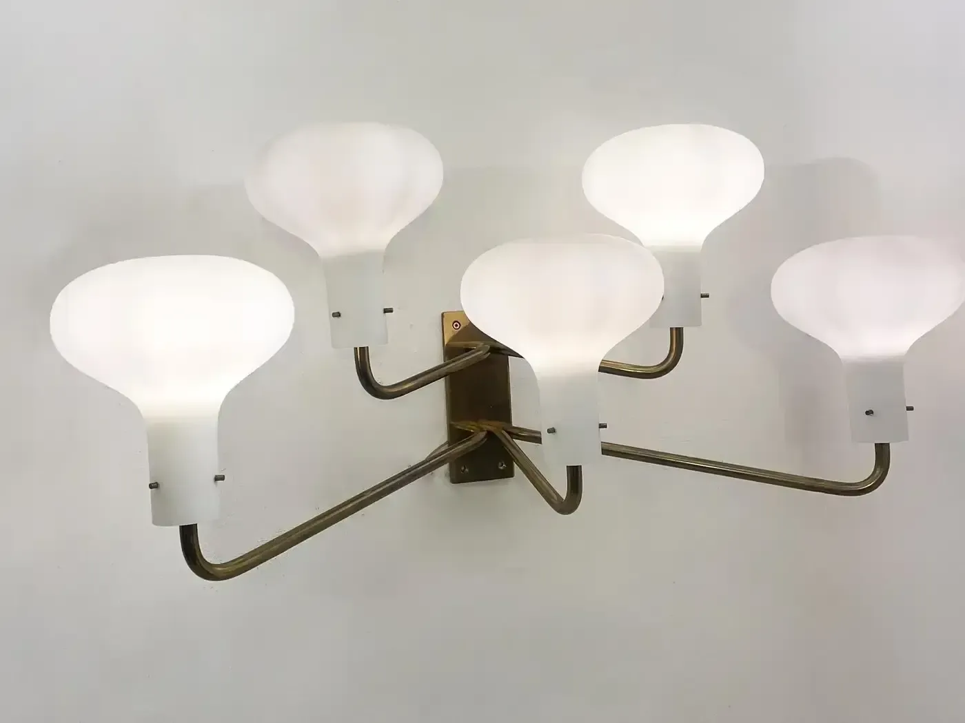 Mid Century Pair Of Wall Lights ” Lp12″ By Ignazio Gardella, Azucena, 1960s photo for sale