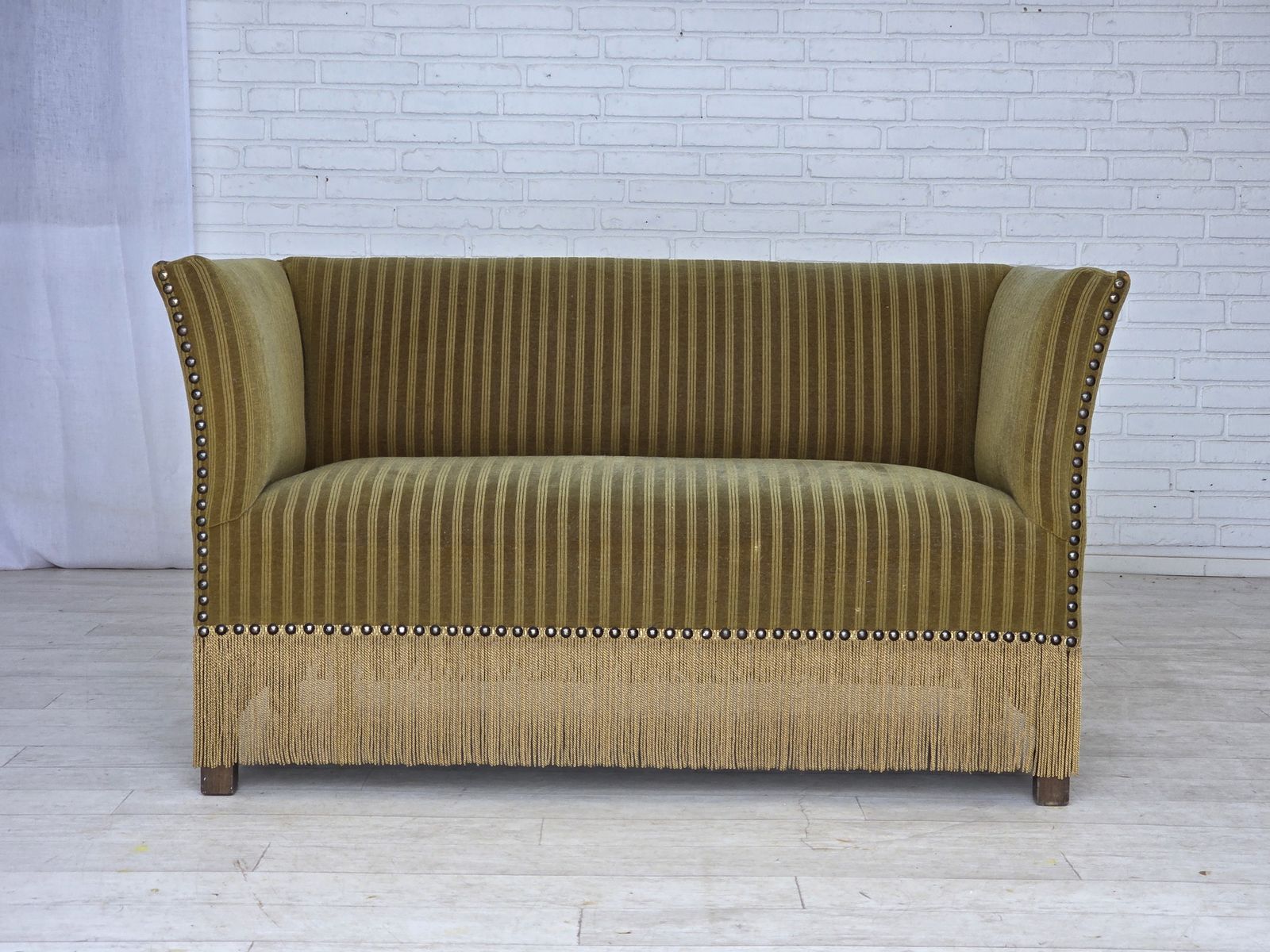 1970s, Danish 2 Seater Sofa, Original Green Furniture Velour. photo furniture
