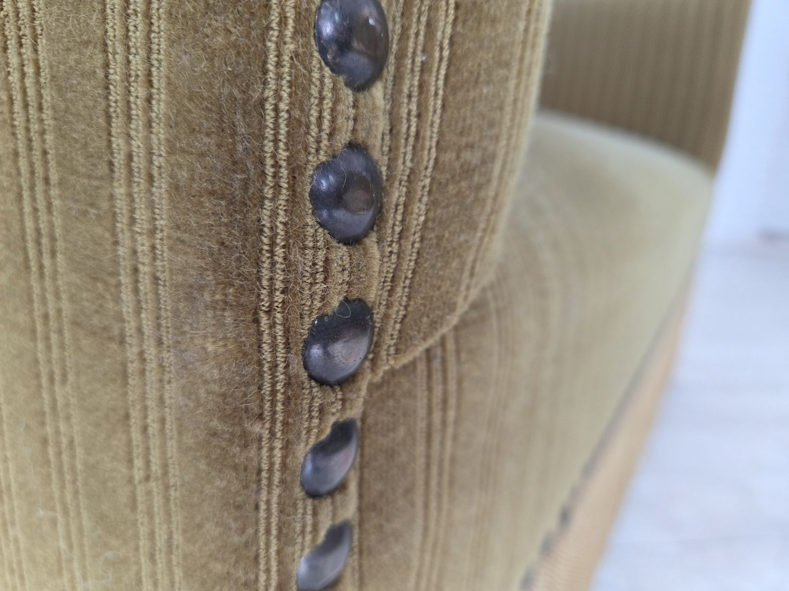 1970s, Danish 2 Seater Sofa, Original Green Furniture Velour. photo 1370.0