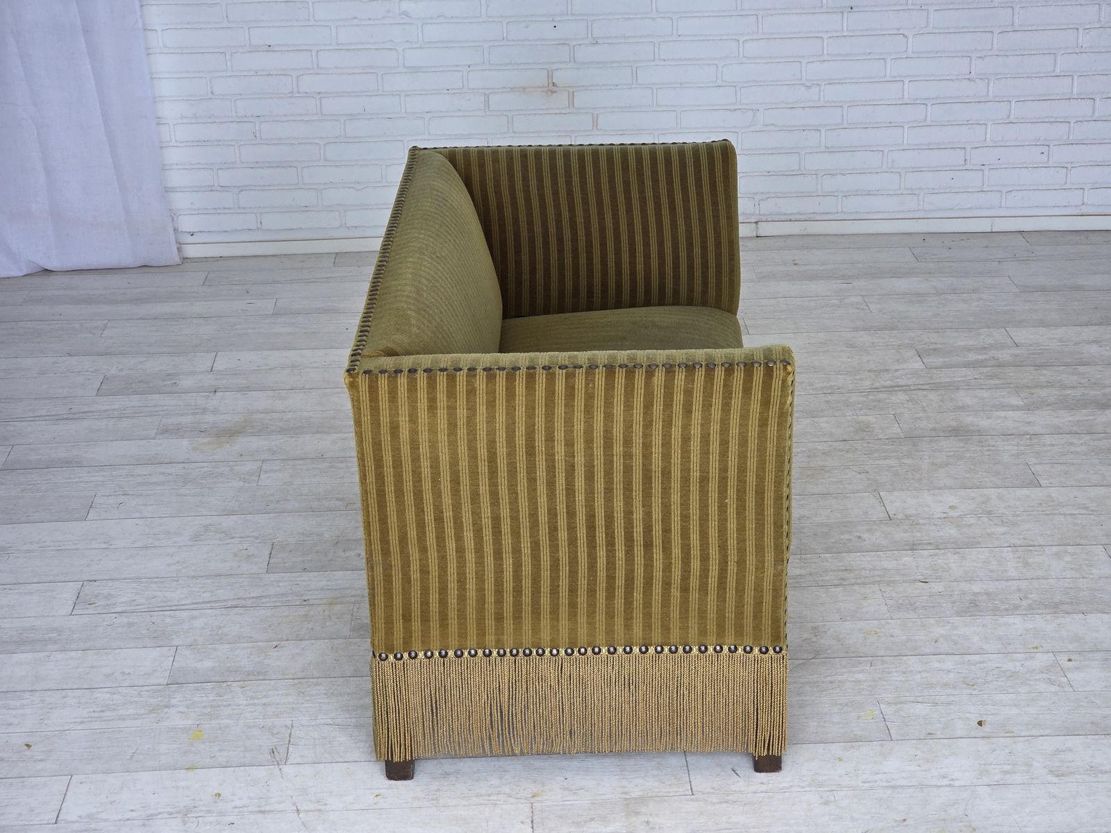 1970s, Danish 2 Seater Sofa, Original Green Furniture Velour. photo buy