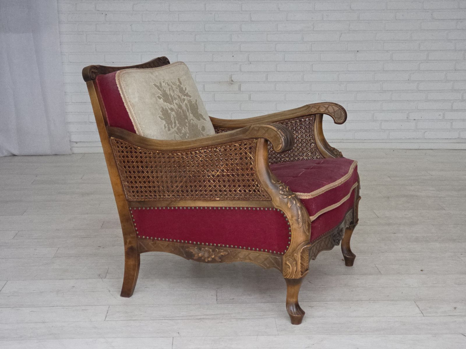 1930s, Danish Armchair, Furniture Velour, Ash Wood. photo furniture