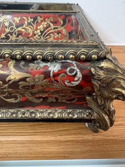 Boulle Tortoiseshell & Inlaid Brass Desk Stand/Inkwell   Napoleon III photo furniture