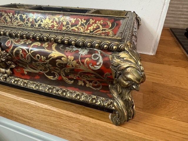 photo buy Boulle Tortoiseshell & Inlaid Brass Desk Stand/Inkwell   Napoleon III