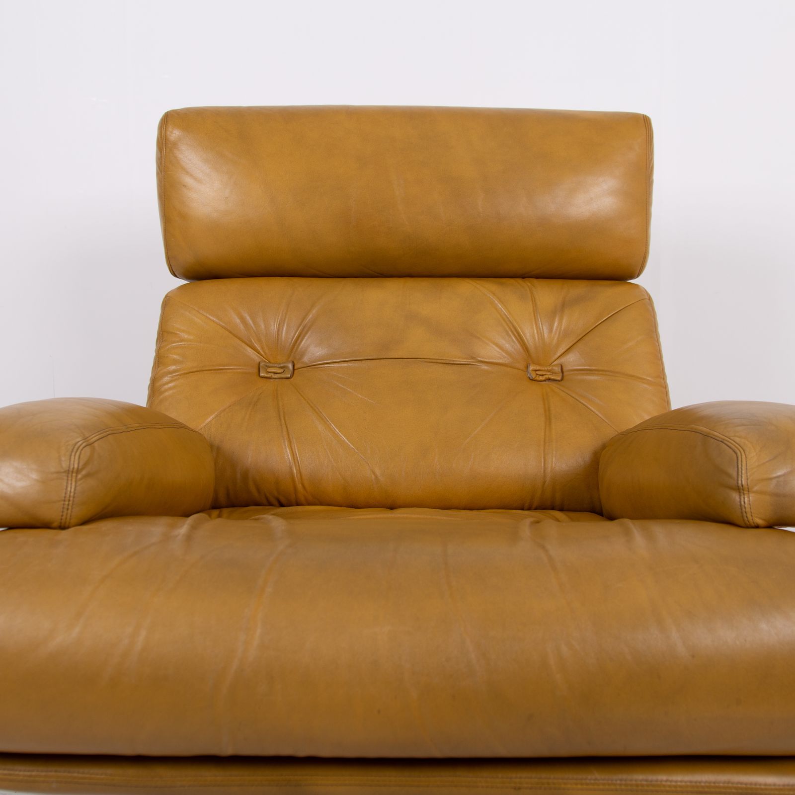 Furniture Mid Century Swivel Leather Armchair Tetrad Nucleus C1970 photo